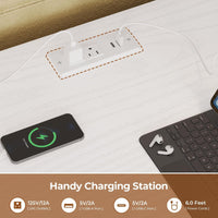 Sikaic Bed Frame Full Metal Loft LED Bed Frame with 8 Storage Drawers & Charging Station and 4 Open Storage Shelves White White / Full Size / Steel