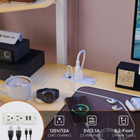 Sikaic Bed Frame LED Loft Metal Twin Size Bed Frame with U Shaped Desk Charging Station Drawers Storage Shelves and Safety Guard & Ladder No Box Spring Needed White