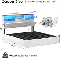 Sikaic Bed Frame Queen Size Bed Frame with 4 Storage Drawers and Charging Station White White / Queen / Engineered Wood