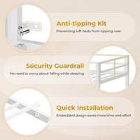 Sikaic Bed Frame Twin Loft LED Bed Frame White White / Steel / Modern