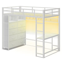 Sikaic Bed Frame Twin Loft LED Bed Frame White White / Steel / Modern