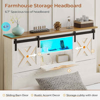 Sikaic Bed Twin Size Bed Frame with 2 Storage Drawers and LED Lights White White / Twin / Engineered Wood