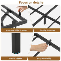 Sikaic Beds & Bed Frames Metal Floating Bed Frame with LED Lights no Headboard Black