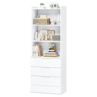Sikaic Bookcase 73 Inches Versatile Tall Bookcase with 3 Drawers White White / Engineered Wood / Modern