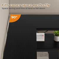 Sikaic Bookshelf 7-Tier Industrial Convertible Bookshelf with 6 Fabric Drawers Black Black / Engineered Wood / Industrial