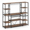 Sikaic Coffee Bar Coffee Bar with Power Outlet Storage Shelves Brown Brown / Engineered Wood / Modern