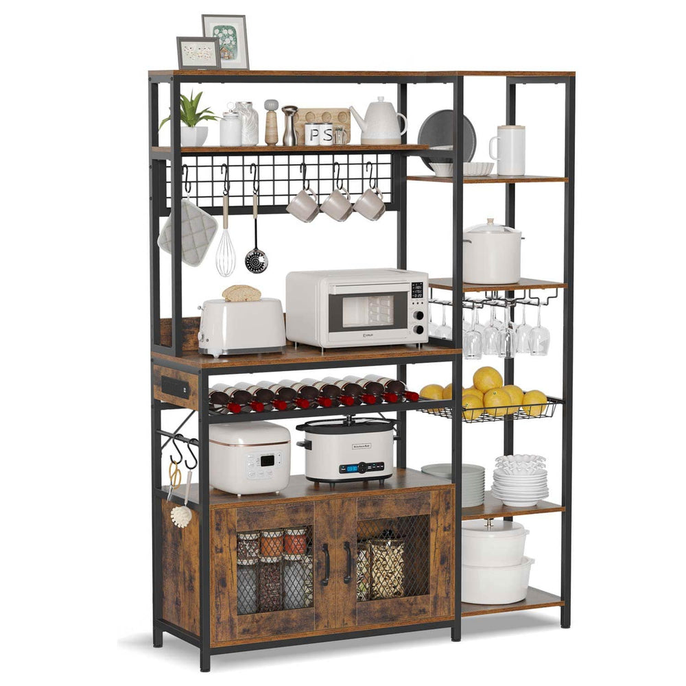 Sikaic Coffee Bar Coffee Bar Bakers Rack Brown Brown / Metal / Industrial