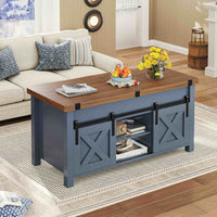 Sikaic Coffee Table 4 in 1 Multi-Function Lift Top Coffee Table with Storage and Hidden Compartment Blue Blue / Engineered Wood / Farmhouse