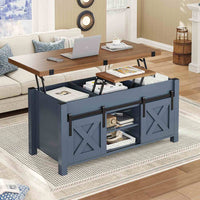 Sikaic Coffee Table 4 in 1 Multi-Function Lift Top Coffee Table with Storage and Hidden Compartment Blue Blue / Engineered Wood / Farmhouse