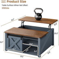 Sikaic Coffee Table 31.5 Inches Lift Top Coffee Table with Large Hidden Storage Compartment and Adjustable Shelves Blue Blue / Engineered Wood / Modern