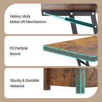 Sikaic Coffee Table 4 in 1 Multi-Function Lift Top Coffee Tables Converts to Dining Table Brown