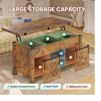 Sikaic Coffee Table 4 in 1 Multi-Function Lift Top Coffee Tables Converts to Dining Table Brown