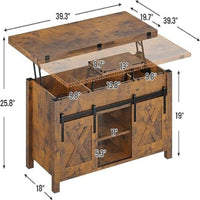 Sikaic Coffee Table 4 in 1 Multi-Function Lift Top Coffee Tables Converts to Dining Table Brown