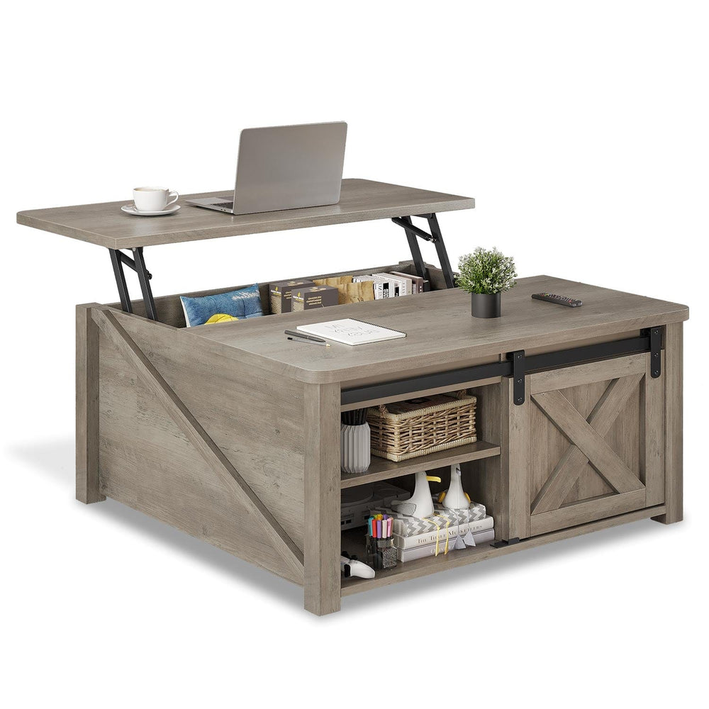 Sikaic Coffee Table 31.5 Inches Lift Top Coffee Table with Hidden Storage Grey Grey / Engineered Wood / Modern