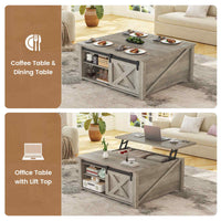 Sikaic Coffee Table 31.5 Inches Lift Top Coffee Table with Large Hidden Storage Compartment and Adjustable Shelves Grey Grey / Engineered Wood / Modern