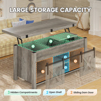 Sikaic Coffee Table 4 in 1 Multi-Function Lift Top Coffee Tables Converts to Dining Table Grey