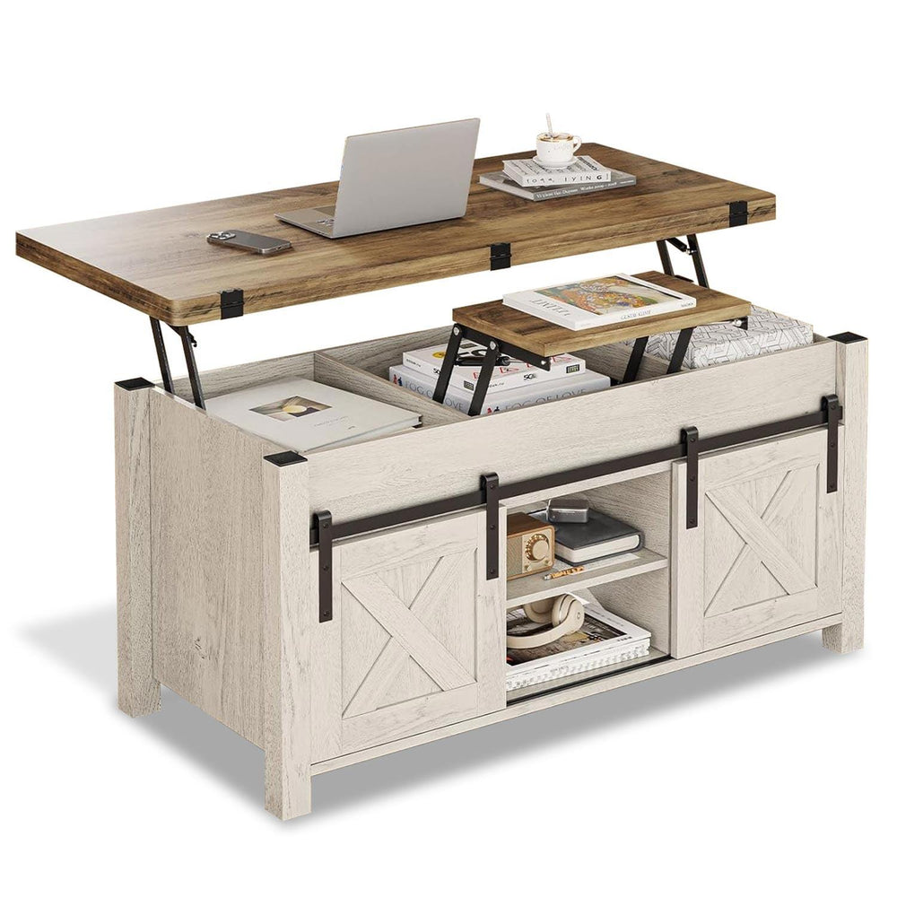 Sikaic Coffee Table 4 in 1 Multi-Function Lift Top Coffee Table White White / Engineered Wood / Farmhouse