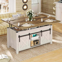 Sikaic Coffee Table 4 in 1 Multi-Function Lift Top Coffee Table White White / Engineered Wood / Farmhouse