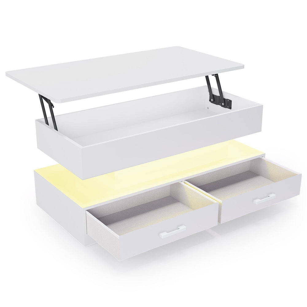 Sikaic Coffee Table 40 Inches Lift Top Coffee Table White White / Engineered Wood / Modern