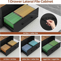 Sikaic Computer Desk 71 in Reversible L Shaped Executive Desk with Widen File Drawers and Power Outlets Brown Brown / Engineered Wood / Modern