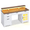 Sikaic Computer Desk 59 Inches Executive Desk with Power Outlet and LED Light White White / Engineered Wood / Farmhouse