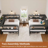 Sikaic Daybeds Full Size Daybeds with Charging Station and Storage Shelves Black Black / Full / Modern