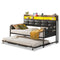 Sikaic Daybeds Twin Daybeds with Trundle and Upholstered Headboard Black Black / Metal / Modern