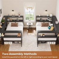 Sikaic Daybeds Twin Size Daybeds with Charging Station and Storage Shelves Black Black / Twin / Modern