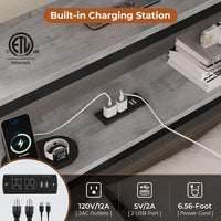 Sikaic Daybeds Twin Size Daybeds with Charging Station and Storage Shelves Grey Grey / Twin / Modern