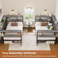 Sikaic Daybeds Twin Size Daybeds with Charging Station and Storage Shelves Grey Grey / Twin / Modern