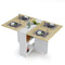 Sikaic Dining Table Folding Dining Table with Storage Shelves and 6 Casters White White / Engineered Wood / Modern