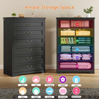 Sikaic Dresser 51.2 Inches Tall Dresser with 6 Large Drawers Black Black / Engineered Wood / Farmhouse