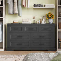 Sikaic Dresser Large Multifunctional Dresser with 7 Drawers Black Black / Engineered Wood / Farmhouse