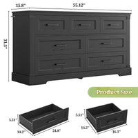 Sikaic Dresser Large Multifunctional Dresser with 7 Drawers Black Black / Engineered Wood / Farmhouse