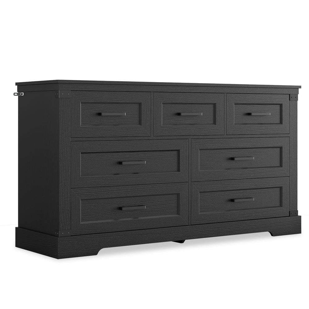Sikaic Dresser Large Multifunctional Dresser with 7 Drawers Black Black / Engineered Wood / Farmhouse