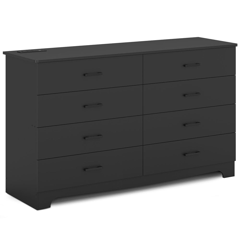Sikaic Dresser 55.1 Inches 8 Drawers Dresser Black Black / Engineered Wood / Modern