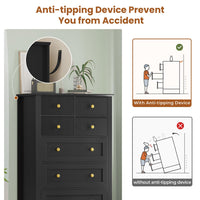 Sikaic Dresser 55.1 Inches High Tall Dresser with 8 Drawers Black Black / Engineered Wood / Modern