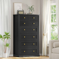 Sikaic Dresser 55.1 Inches High Tall Dresser with 8 Drawers Black Black / Engineered Wood / Modern