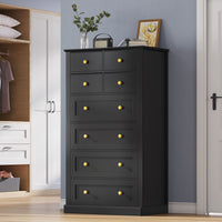 Sikaic Dresser 55.1 Inches High Tall Dresser with 8 Drawers Black Black / Engineered Wood / Modern