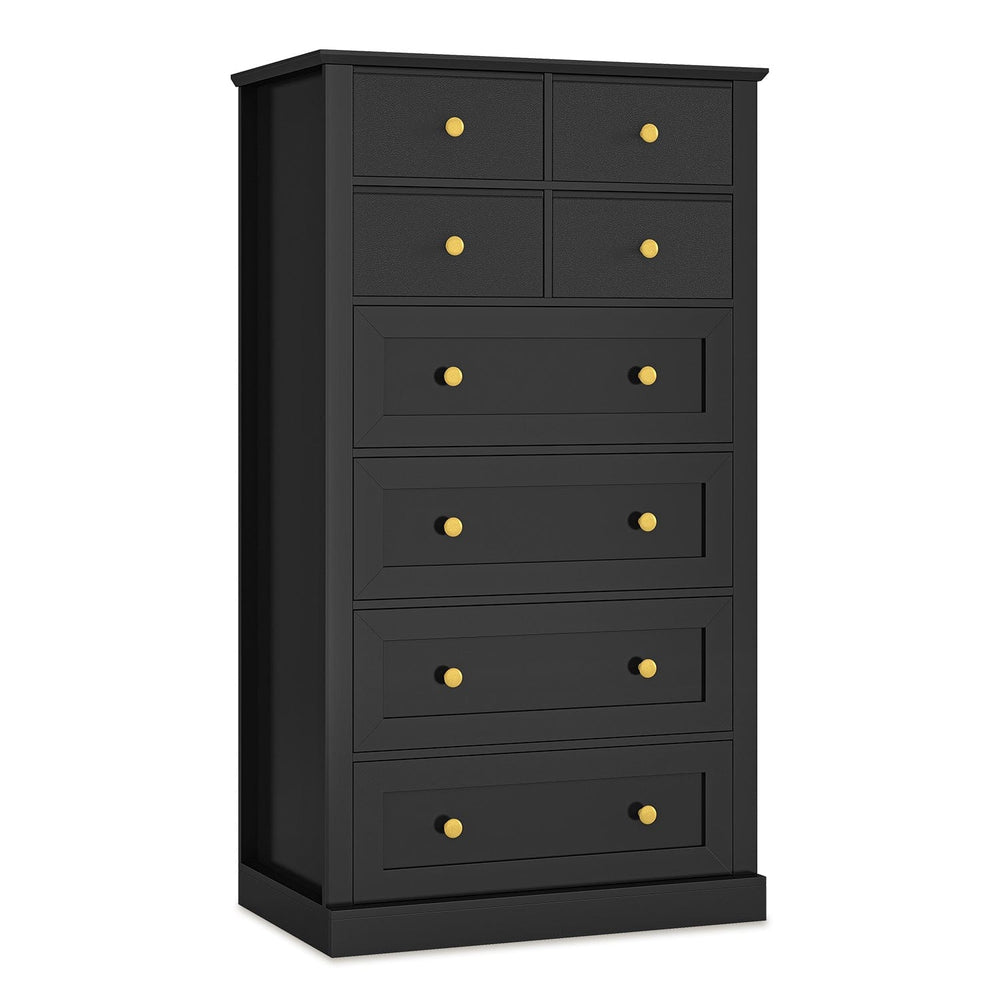 Sikaic Dresser 55.1 Inches High Tall Dresser with 8 Drawers Black Black / Engineered Wood / Modern
