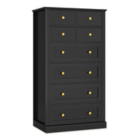 Sikaic Dresser 55.1 Inches High Tall Dresser with 8 Drawers Black Black / Engineered Wood / Modern