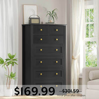Sikaic Dresser 55.1 Inches High Tall Dresser with 8 Drawers Black Black / Engineered Wood / Modern