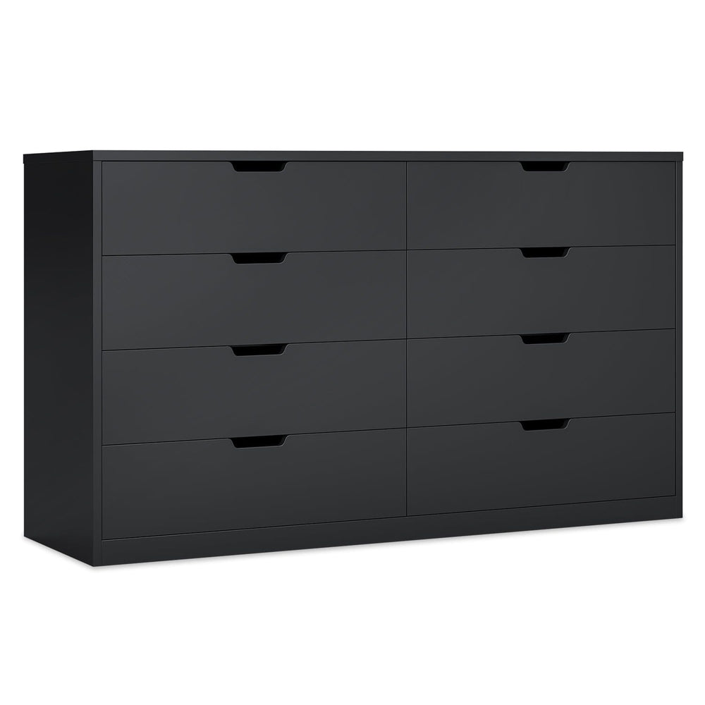 Sikaic Dresser 8 Drawers Dresser with Large Capacity Black Black / Engineered Wood / Modern