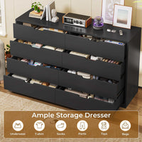 Sikaic Dresser 8 Drawers Dresser with Large Capacity for Living Room Black Black / Engineered Wood / Modern