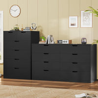 Sikaic Dresser 8 Drawers Dresser with Large Capacity for Living Room Black Black / Engineered Wood / Modern