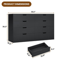 Sikaic Dresser 8 Drawers Dresser with Large Capacity for Living Room Black Black / Engineered Wood / Modern