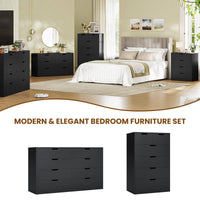 Sikaic Dresser 8 Drawers Dresser with Large Capacity for Living Room Black Black / Engineered Wood / Modern