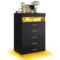 Sikaic Dresser Floating Dresser with 5 Drawers Black Black / Engineered Wood / Modern