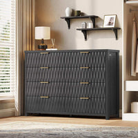 Sikaic Dresser Fluted Dresser with 8 Drawers Black Black / Engineered Wood / Modern