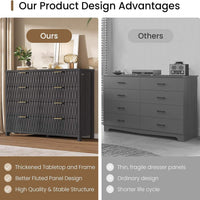 Sikaic Dresser Fluted Dresser with 8 Drawers Black Black / Engineered Wood / Modern